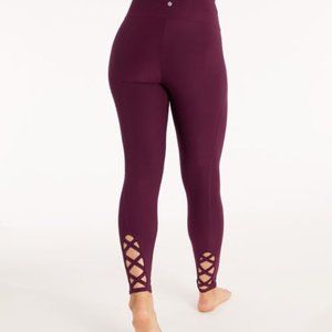 NEW Bally RockFit Coolmax Laced Leggings maroon plum